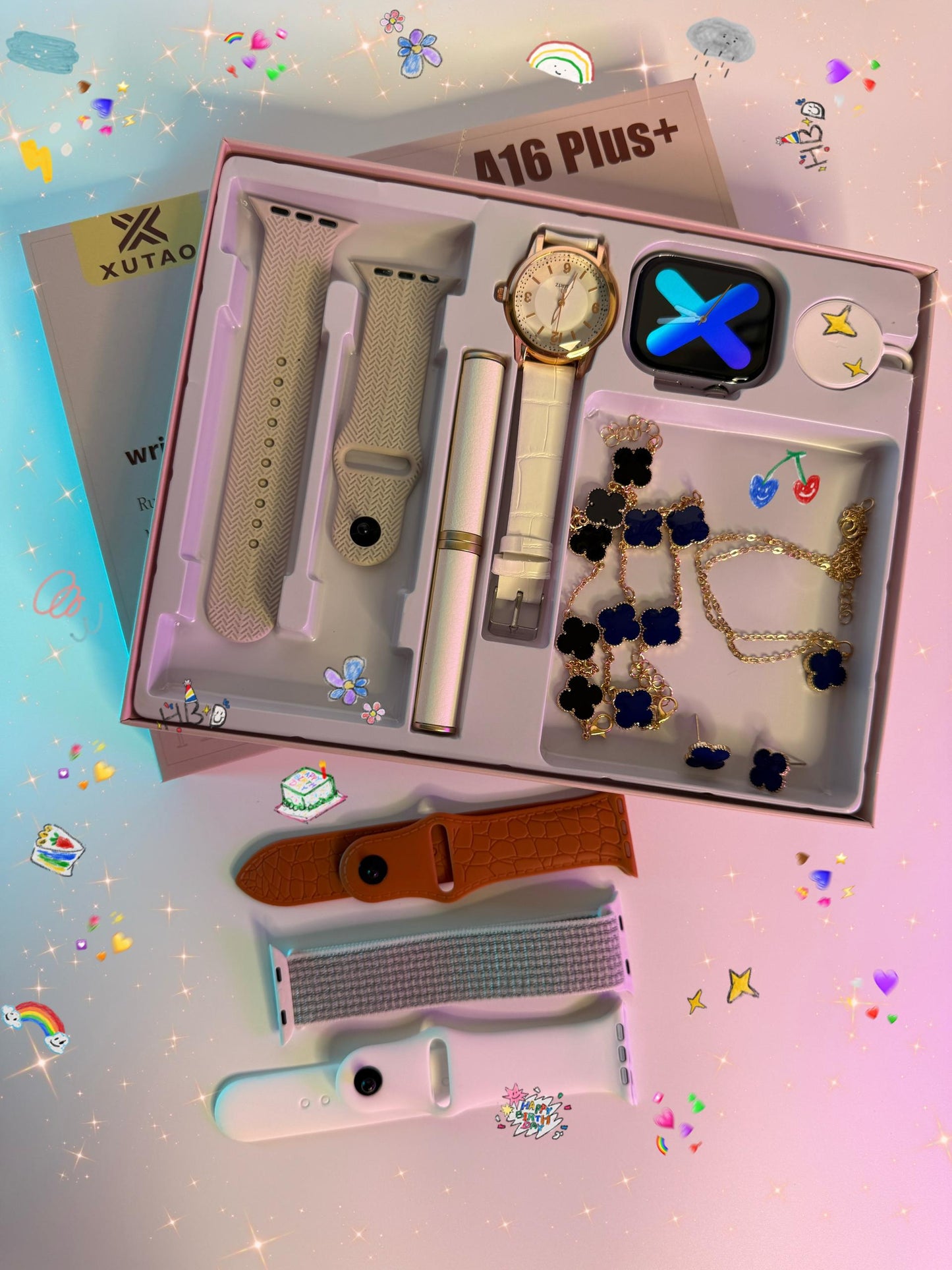 💎 Kit Premium Plus – Montre Connectée A16 Plus+ & Écouteurs Love 1 TWS