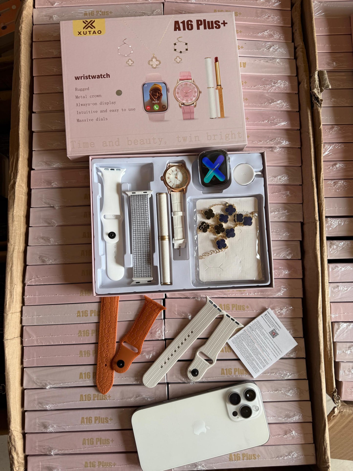 Coffret Premium A16 Plus+ – Montre connectée & Élégance 🌟