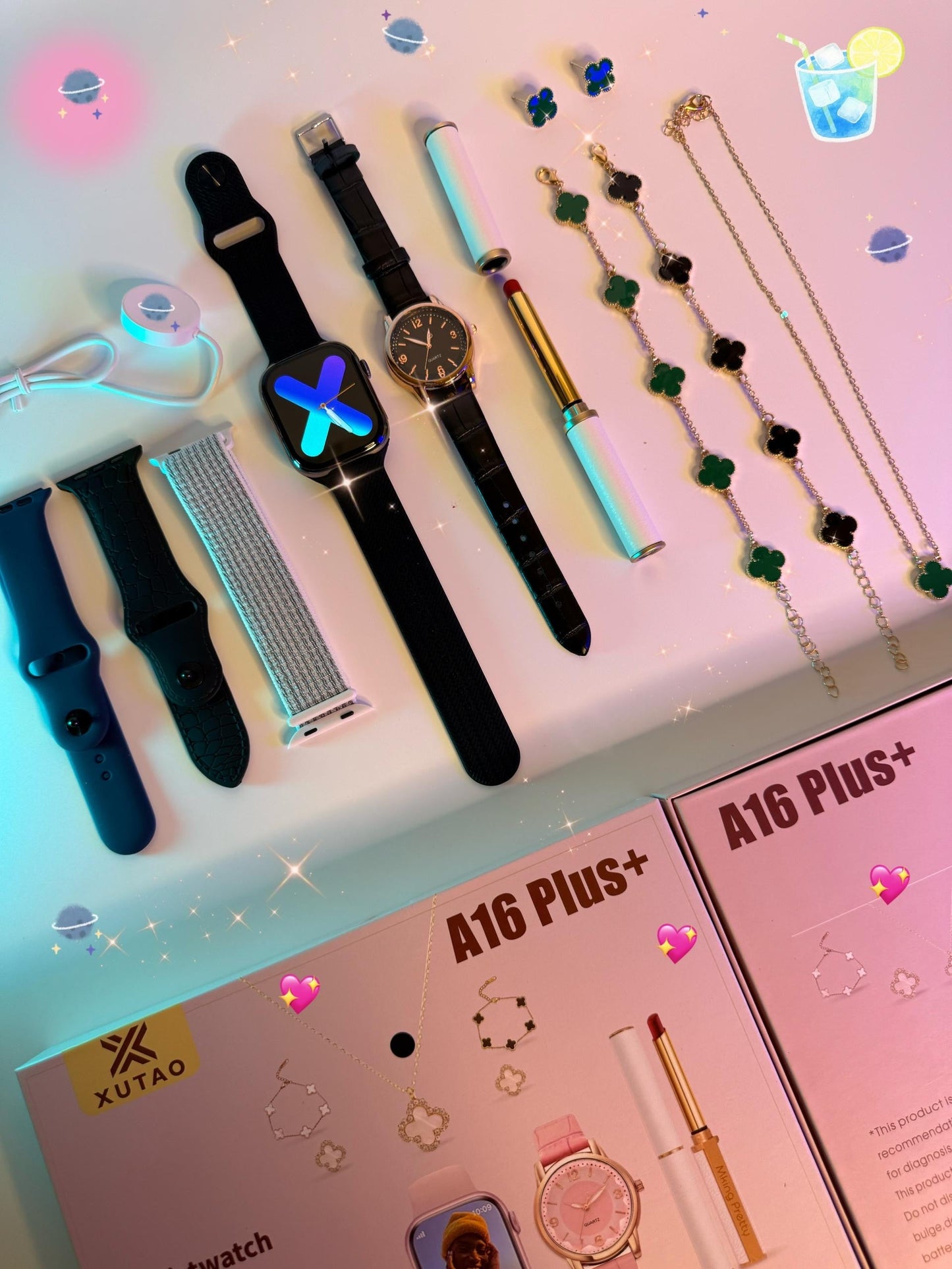 Coffret Premium A16 Plus+ – Montre connectée & Élégance 🌟