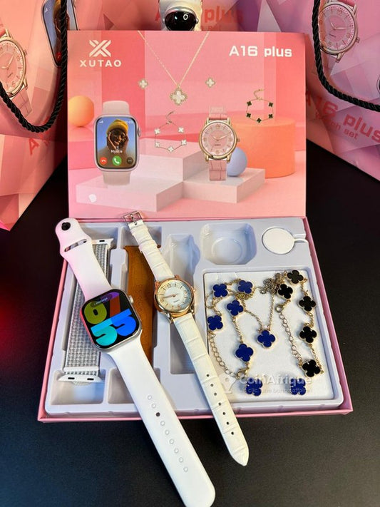 Coffret Premium A16 Plus+ – Montre connectée & Élégance 🌟