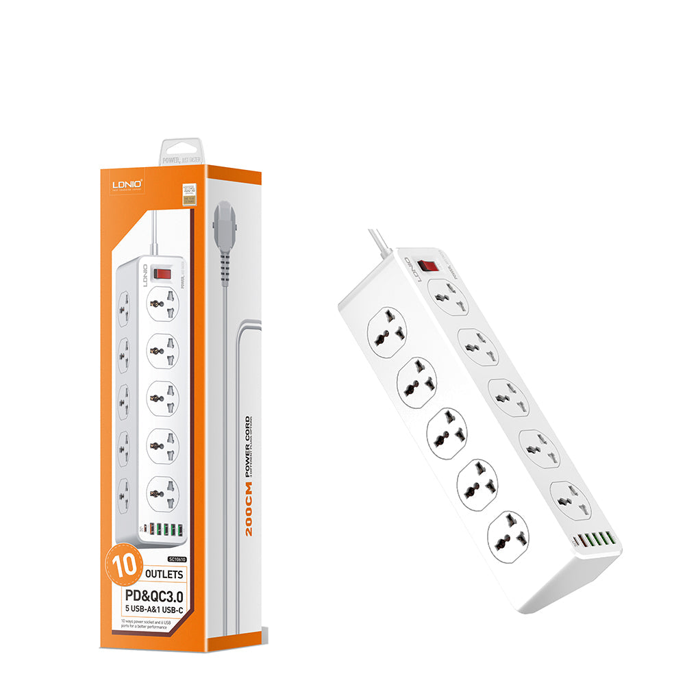 🔌 Multiprise intelligente LDNIO SC10610 – 10 prises + 6 ports USB