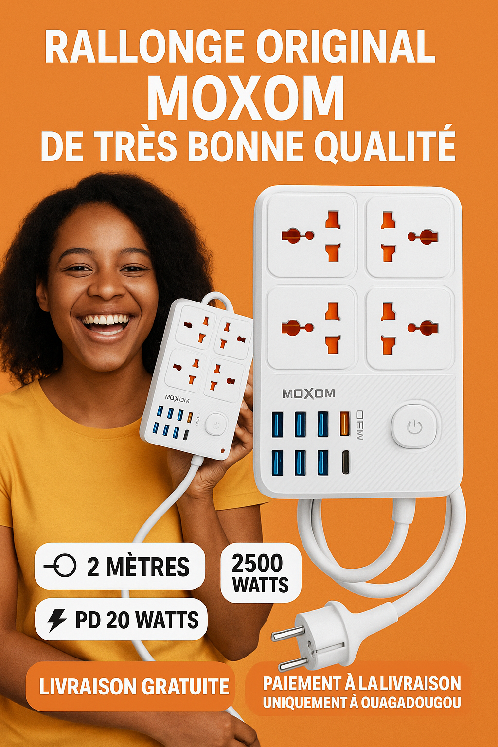 Multiprise MOXOM – Chargez tout en un seul endroit !